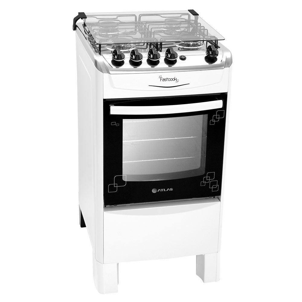 Fogão a Gás de Piso 4 Bocas Atlas Fastcook, Branco(Cód. 778232) Menor preço em Fogão a Gás de Piso 4 Bocas Atlas Fastcook, Branco(Cód. 778232)